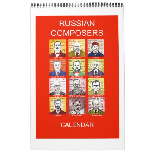 RUSSIAN COMPOSERS wall calendar