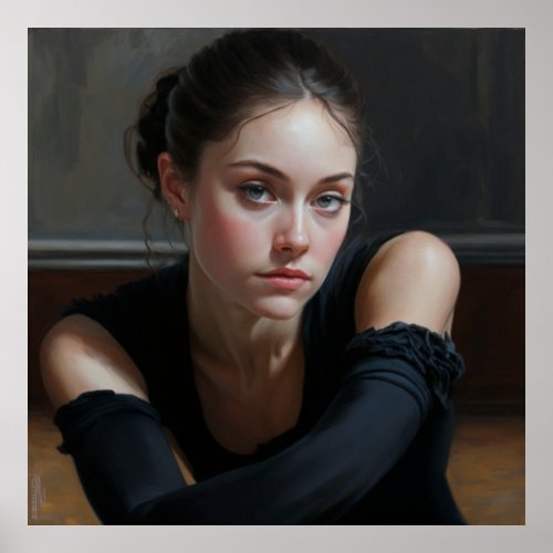 Russian Dancer Woman Portrait Oil Painting Poster