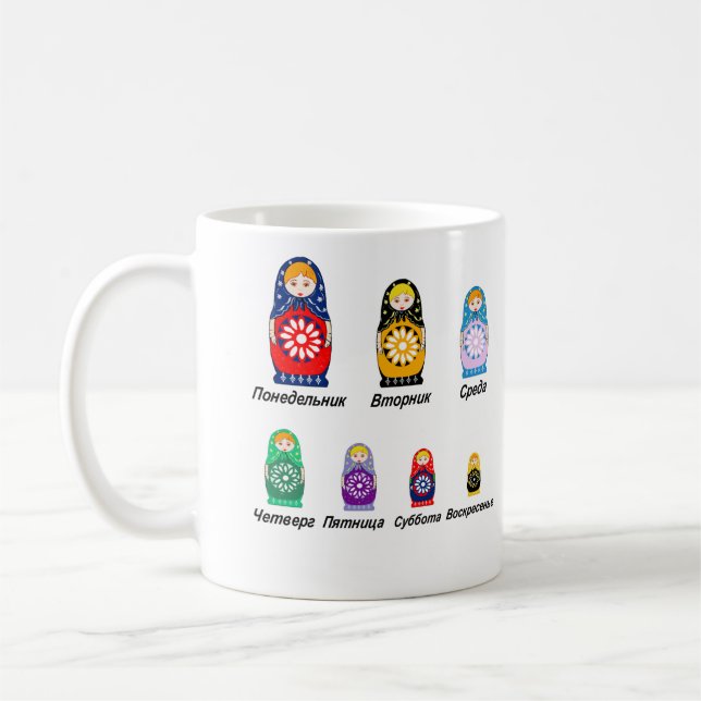 Russian Days of the Week Coffee Mug (Left)