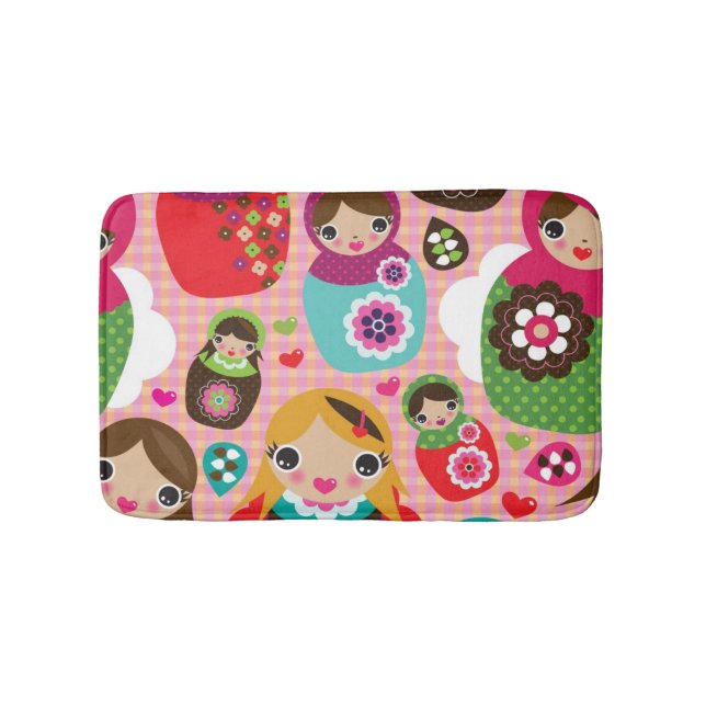 Russian doll illustration background bathroom mat (Front)