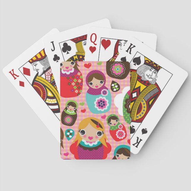 Russian doll illustration background poker cards (Back)