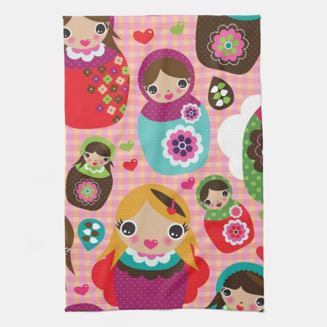 Russian doll illustration background towel (Vertical)