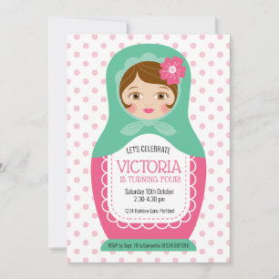 Russian Doll Kids Birthday Party Invitation