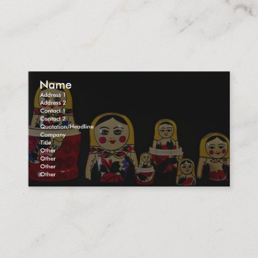 Customizable Russian doll set, traditional Russian wooden paint Business Card Template