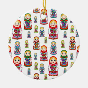 russian dolls ceramic ornament