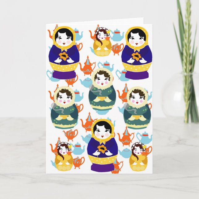 Russian dolls quirky Christmas card (Front)