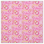 Russian dolls red pink typographic name fabric