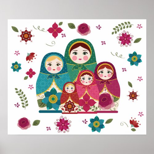 Russian Dolls White Poster