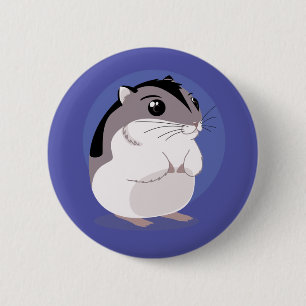 Russian Dwarf Hamster Cartoon Pinback Button