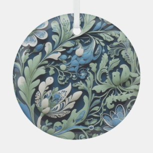 russian ethnic and vintage print glass ornament