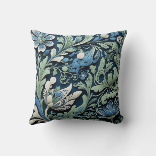 russian ethnic and vintage print throw pillow