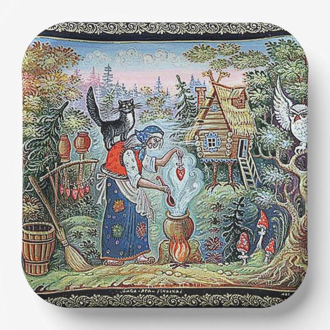 RUSSIAN  FAIRYTALE "BABA JAGA" PAPER PLATES (Front)