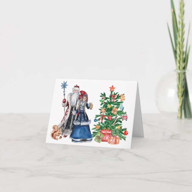 Russian Father Frost and Snegurochka Christmas  Card (Front)