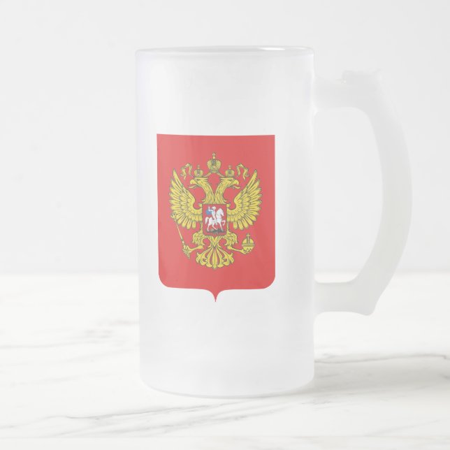 Russian Federation Coat of Arms Frosted Glass Beer Mug (Right)