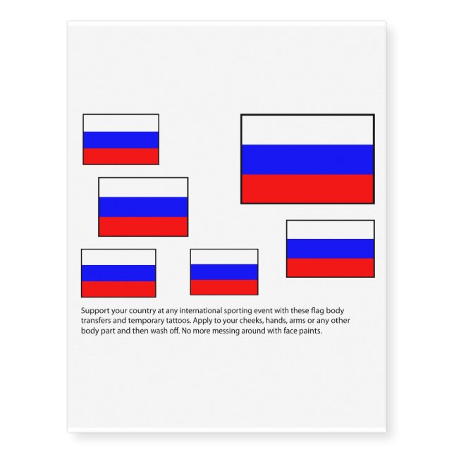 Russian flag body transfers temporary tattoos (Front)