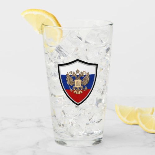 Russian flag_coat arms glass