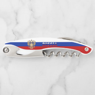 Russian flag-coat arms waiter's corkscrew
