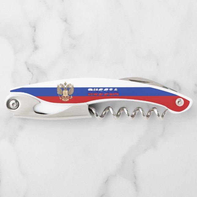 Russian flag-coat arms waiter's corkscrew (Front)