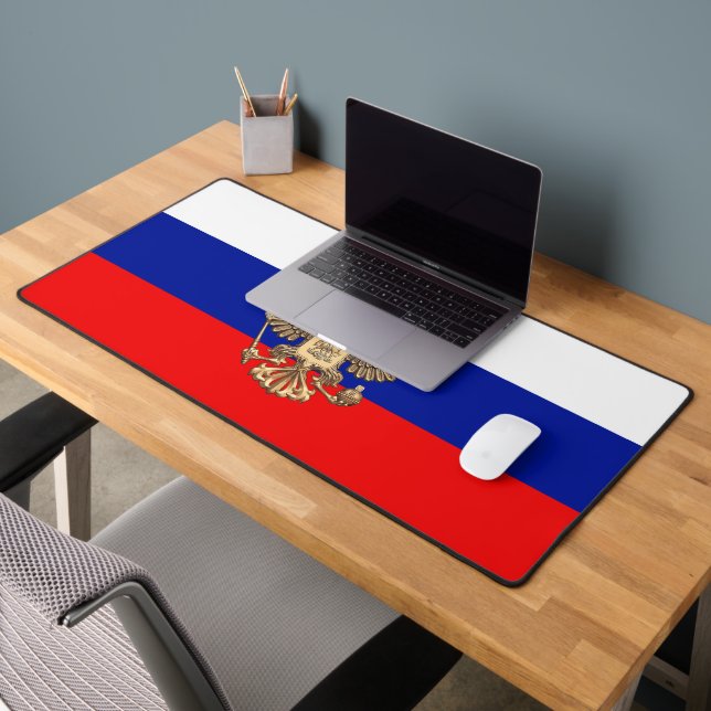 Russian flag-coat of arms desk mat (Office 2)