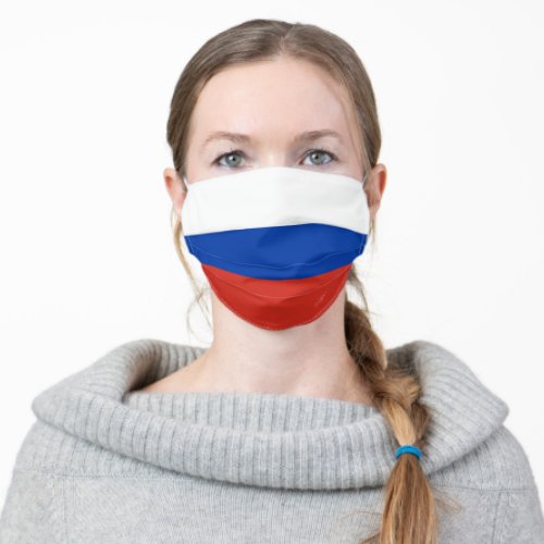 Russian Flag Colors White Blue Red Stripes Adult Cloth Face Mask
