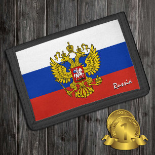Russian flag fashion, Russia patriots / sports Trifold Wallet