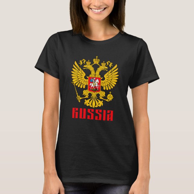 Russian Flag Imperial Eagle Russian Orthodox T-Shirt (Front)