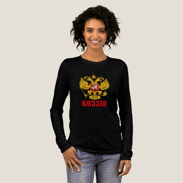 Russian Flag Imperial Eagle Russian Orthodox  Tri-Blend Shirt (Full Front)