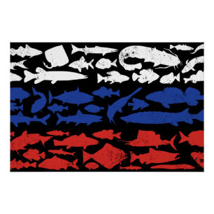 Russian Flag Made of Fish – Fishing Design for Ang Poster