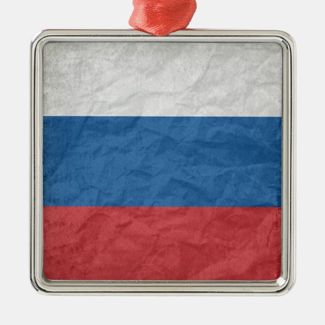 Russian Flag Metal Ornament (Front)