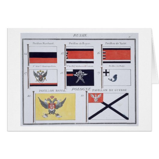 Russian Flags, from a French book of Flags, c.1819 Cards (Front Horizontal)