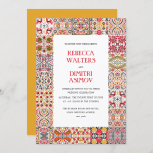 Russian Folk Art  Khokhloma Border  Wedding Invitation