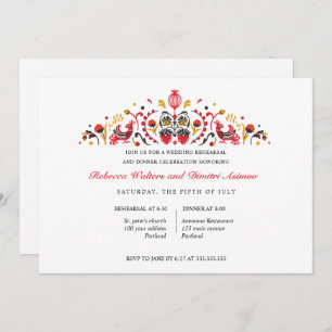 Russian Folk Art Khokhloma Rehearsal Dinner Invitation