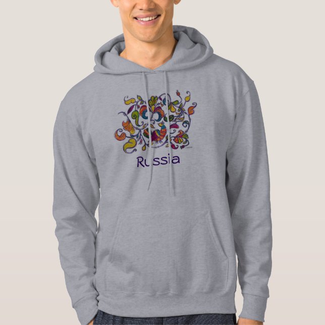 Russian Folk Pattern with a Bird Hoodie (Front)