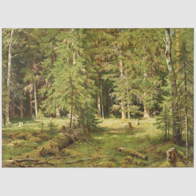 Russian Forest (Rustic Landscape) (Green Woods) Tissue Paper (Front)