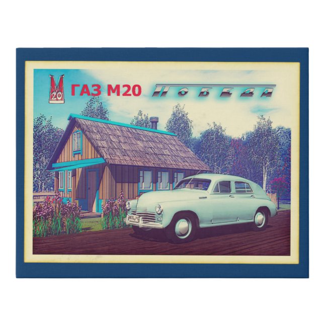 Russian GAZ M-20 Car And Dacha Faux Canvas Print (Front)