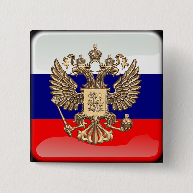 Russian glossy flag button (Front)