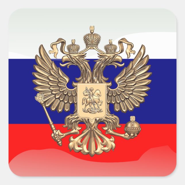 Russian glossy flag square sticker (Front)