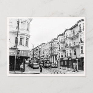 Russian Hill Trolley San Francisco Black & White Postcard