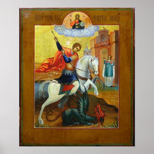 Russian Icon of St George and the Dragon Poster