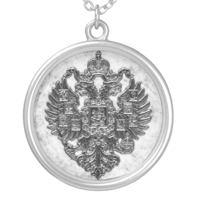 Russian Imperial Coat of Arms Silver Plated Necklace (Front)