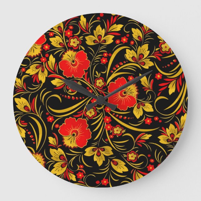 Russian khokhloma large clock (Front)