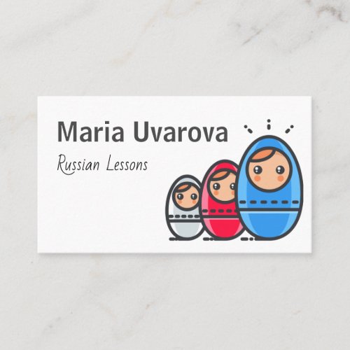 Russian Lessons Funny Matryoshka Doll Cute Teacher Business Card