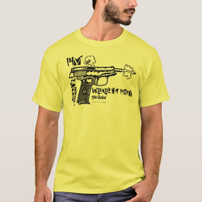Russian Makarov pistol graphic art cool t-shirt (Front)