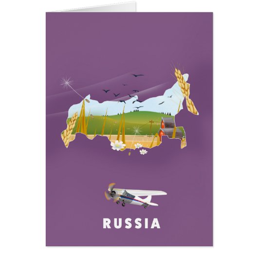 Russian Map travel poster Cards (Front)