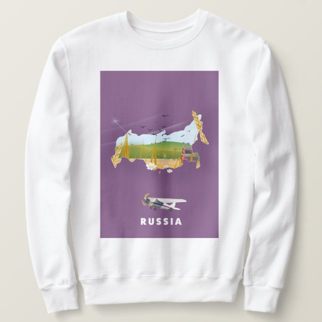 Russian Map travel poster Sweatshirt (Design Front)