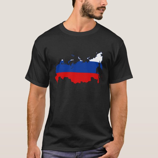 Russian Map with Flag T-Shirt (Front)