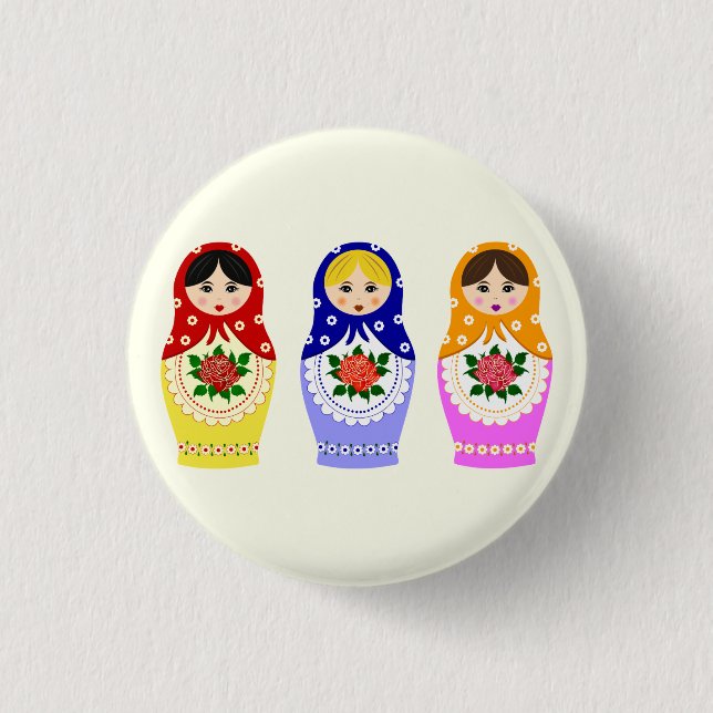 Russian matryoshka dolls button (Front)