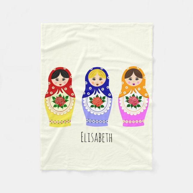 Russian matryoshka dolls fleece blanket (Front)