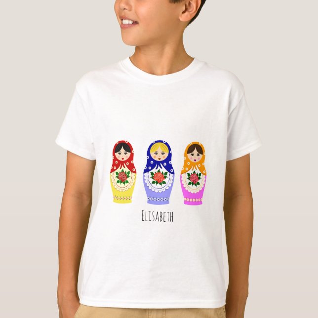Russian matryoshka dolls kids shirt (Front)
