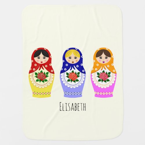 Russian matryoshka dolls name baby receiving blanket